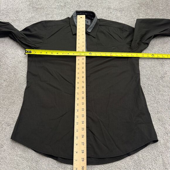 7 Diamonds Button Down Shirt Men Medium Black Long Sleeve Plaid Flip Cuff Casual - Picture 13 of 16